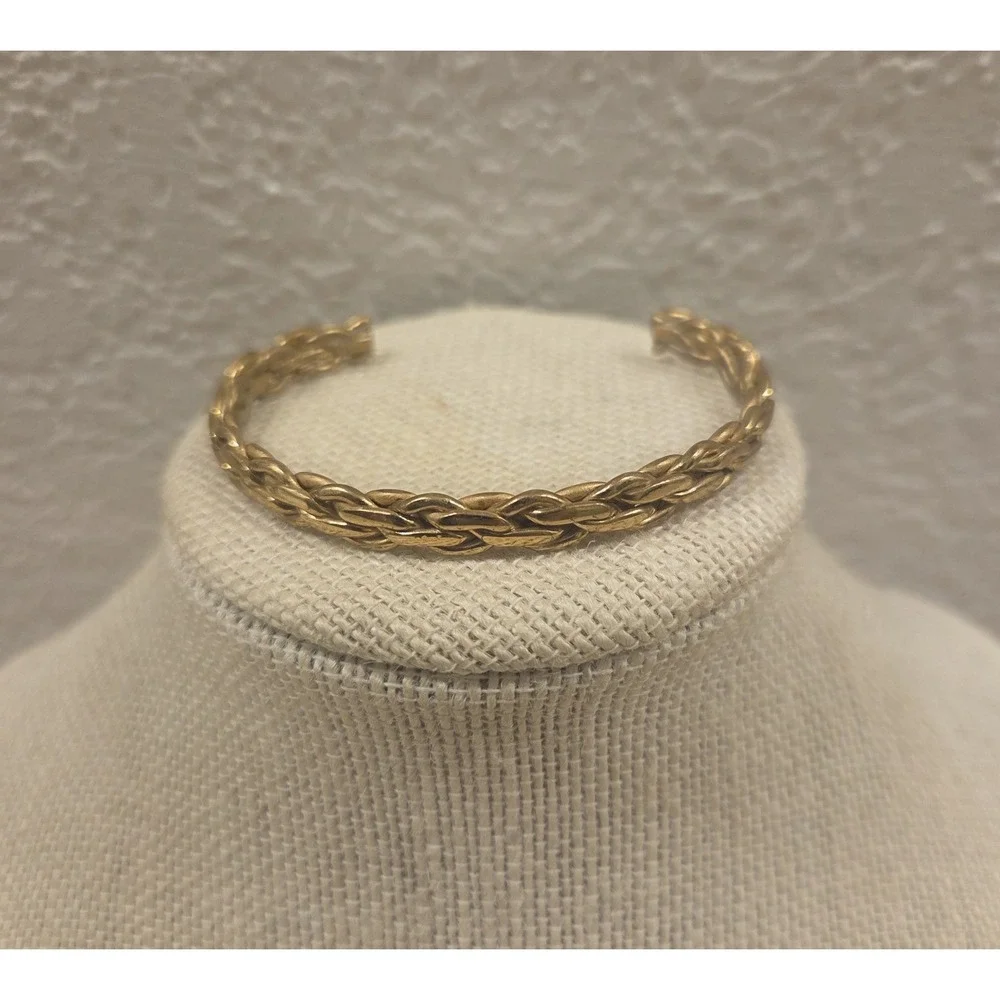 Vintage SERGIO LUB CALIFORNIA Wellness Bracelet Woven‎ Brass Cuff